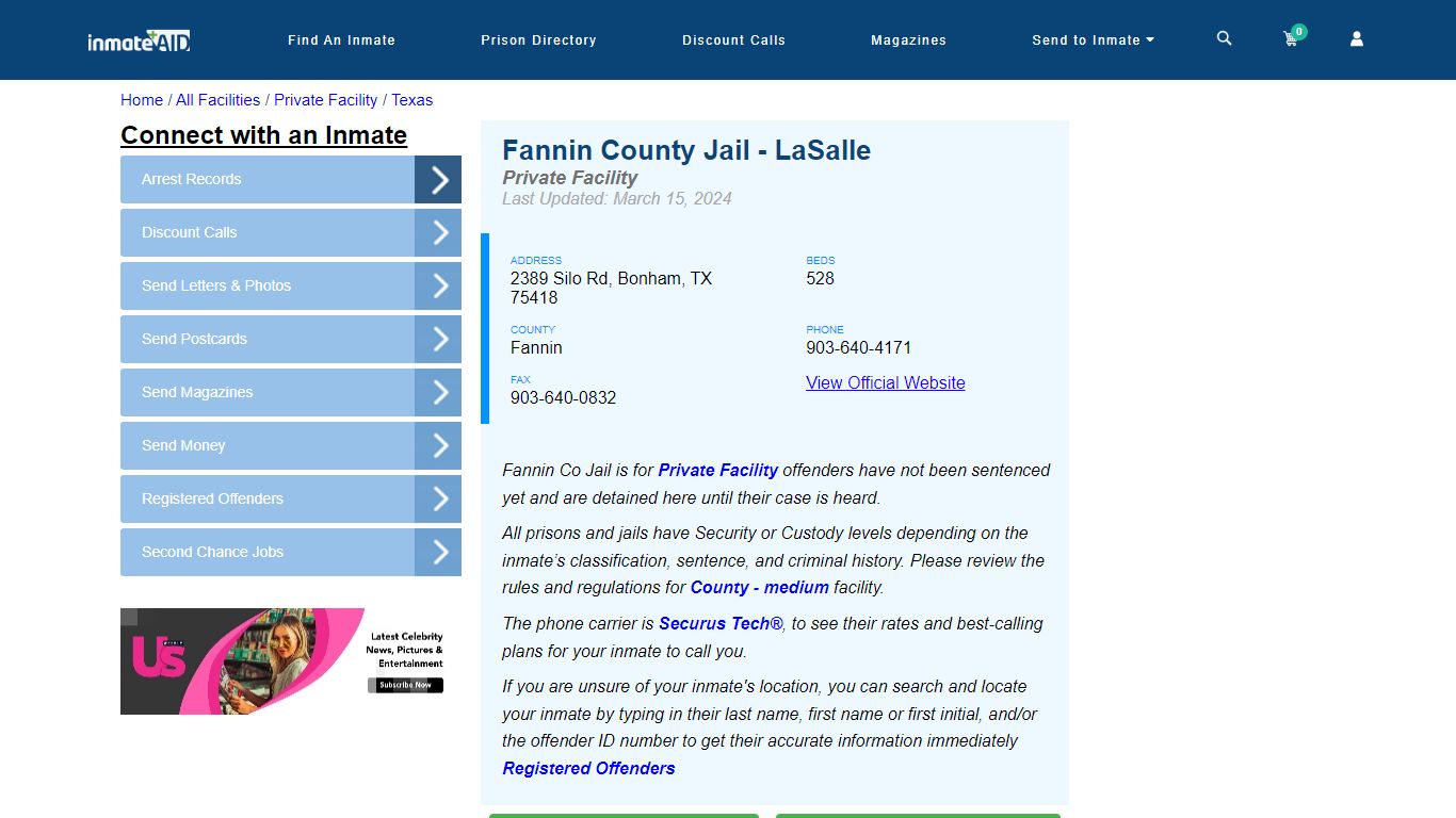 Fannin County Jail - LaSalle - Inmate Search